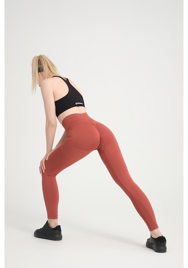 GymhamsKiremit Kalçası Büzgülü Kalça Şekillendirici Push Up Yüksek Bel Toparlayıcı Spor Tayt