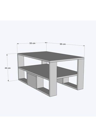 Bicabin Floransa Dekoratif Orta Sehpa Garda Beyaz (Coffee Table)