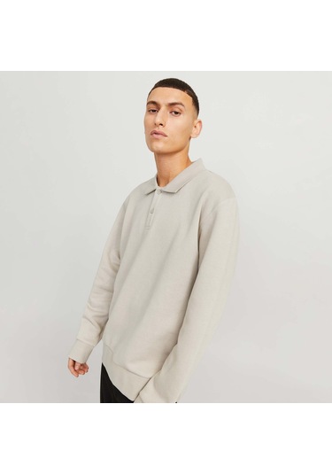 Jack & Jones Bradley Erkek Bej Polo Sweatshirt 12278586-mbm Krem