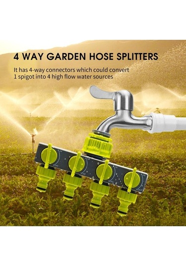 Novahub 4 Yollu Bahçe Hortumu Bölücüler Musluk Yönlendirici, 4 Bağımsız Valf, Sızdırmaz, Kolay Kurulum, Yeşil Ve Gri Renk, 18x12x10cm Diğer