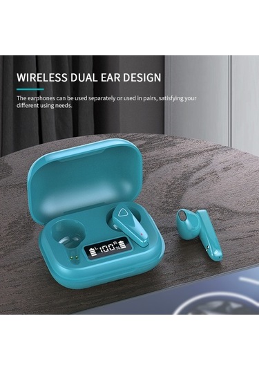 Primepickings Bt 5.0 Kablosuz Spor Kulaklık, Mini İki Kulaklı, Şarj Kutusu, Led Ekran, Ergonomik, Black