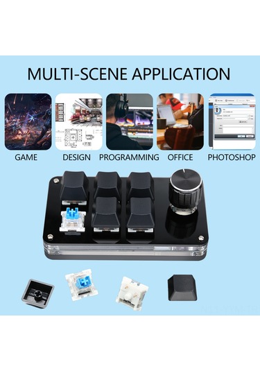 Geeksen Tek Elle Rgb Mekanik Mini Klavye - 6 Tuşlu, 1 Düğmeli, Makro Programlanabilir Usb Klavye