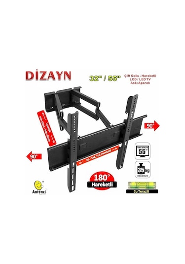 Dizayn 99 Ekran Çift Kollu Hareketli Lcd Led Tv Askı Aparatı