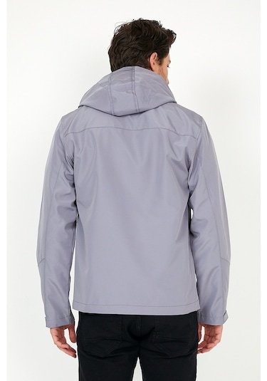 Sivaist Yeni Sezon Erkek Gri Softshell Kapüşonlu Iç Cepli Mont