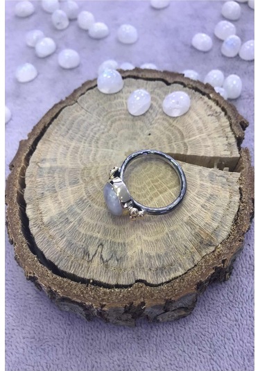 Ay Taşı Gümüş Yüzük Doğal Taş 925 Ayar - 200920629