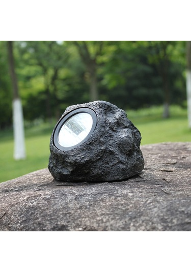 Yunboo Dış Mekan Gölge Lambası, Güneş Enerjili Taş Desenli Bahçe Aydınlatması, Led Isı Ve Beyaz Işık, Su Geçirmez, Pvc Malzeme