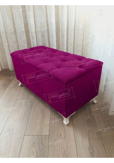Lüks Sandıklı Kapitone Puf Bench Ayakucu Koltuk Pembe