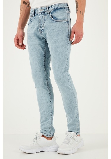 Buratti Streç Pamuklu Slim Fit Normal Bel Dar Paça Jeans Erkek Kot Pantolon 1115S601Napoli Açık Mavi
