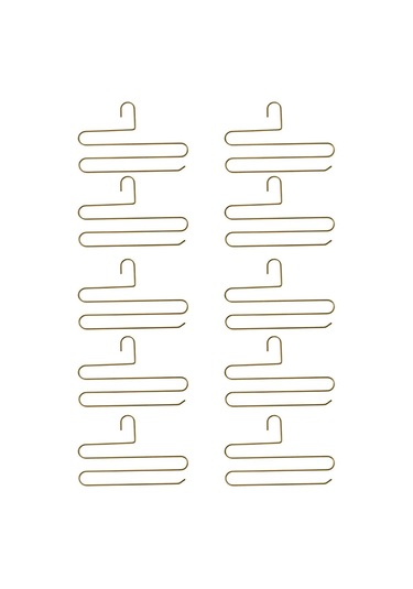 10'lu Dolap İçi 3 Katlı Gold Pantolon Askılık - Metal Paslanmaz Gold