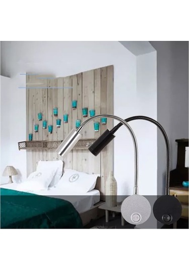 Youtek Alüminyum Gölgelikli 3w Led Duvar Lambası - Esnek Anahtar, 7.5x7.5x29 Cm Siyah