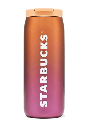 Starbucks Paslanmaz Çelik Termos - Pembe Turuncu Geçişli - 355 Ml Turuncu
