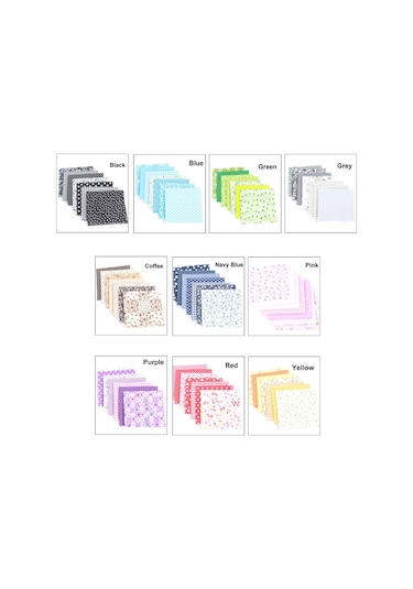 Tenfowee Kumaş Seti: Tam Pamuk Baskılı Desenli 7 Adet 50x50cm, El İşleri Dıy Çanta Yastık Döşeme Kullanıma Uygun Siyah Siyah