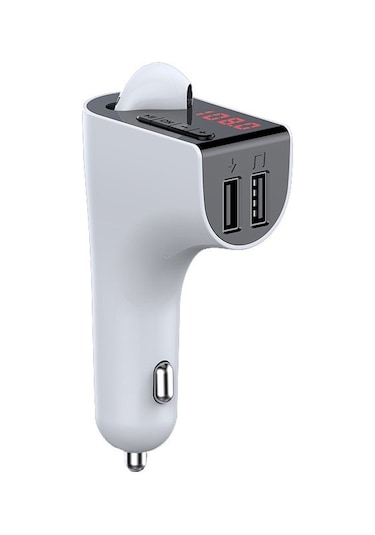 V14 Araç Bluetooth Kulaklık Fm Fd Kablosuz Başlatıcılar Çift Usb Araç Şarj Beyaz