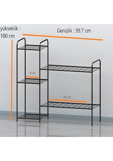 METAL AYAKLI 5 TEL RAFLI SAKSI STANDI KATLI SAKSILIK ÇİÇEKLİK