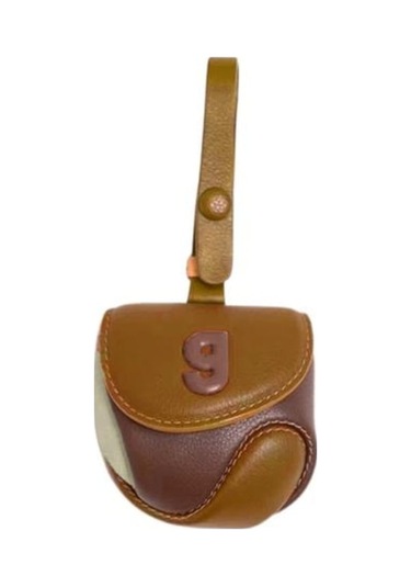 Novahub Suni Deri Beyzbol Kulaklık Çantası Su Geçirmez Taşınabilir Bozuk Para Anahtar Kablosuz Kulaklık Tutucu Kahverengi Kahverengi