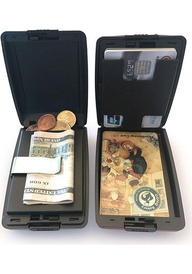 Hangfox Alüminyum Rfıd Korumalı Çok İşlevli Kart Çantası - Para Ve Kart Saklama Cihazı - Gümüş Renkli Gümüş