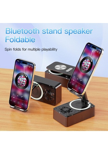 Folinda 360 Derece Döner Müzik Hoparlörü - Telefon Dizüstü Bilgisayar Tutucu, 1200mah Powerbank, Çift Fonksiyonlu Ses Sistemi Ve Işıklı Stand Diğer