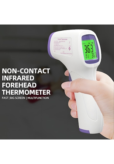 Leezsing Beyaz Dürtme Yok Entegre Termometre - Lcd Ekran, Üç Renkli Arka Işık, 1 Saniye Ölçüm, 32 Veri Depolama, 3-5cm Mesafe, Otomatik Kapatma