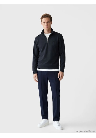 Lc Waikiki Antrasit Fermuarlı Dik Yaka Nakışlı Erkek Sweatshirt