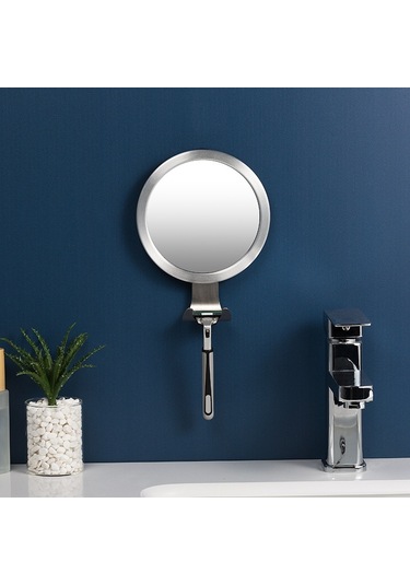 Sones Banyo Vantuzlu Buğu Önleyici Ayna Alüminyum Alaşımlı Kancalı Yuvarlak Ayna