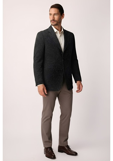 Siyah Barı 4 Drop / Geniş Kalıp Mono Yaka Ceket-21036 Siyah