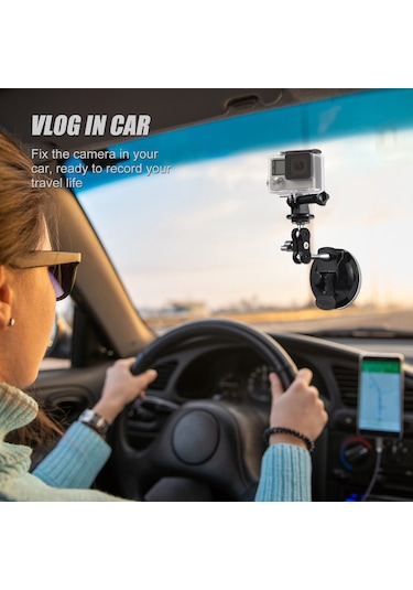 Yaozixa Siyah Abs+metal Süngerli Tutucu, 450g Yük Kapasitesi, 360 Döner İki Toplu Uç, Spor Kamerası Ve Telefon Uyumlu