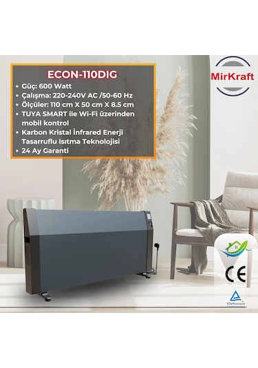Mirkraft Econ 110 Antrasit Dijital Konvektör Isıtıcı