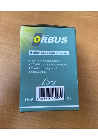 Orbus 20 'li Metal Top Led 2mt Sarı Işık Usb'li Yılbaşı Süsü