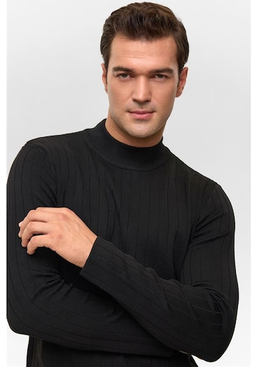 Süvari Siyah Regular Bisiklet Yaka Kazak Tr2013700483-s09 Siyah