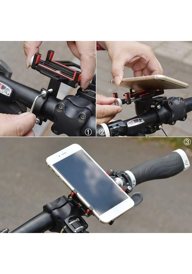 Valkyrie 879-k Alüminyum Motorsiklet Bisiklet Cep Telefonu Tutucu - Darbeye Dayanıklı Paslanmaz - 360 Derece Dönebilir - Evrensel Uygunluk Kırmızı