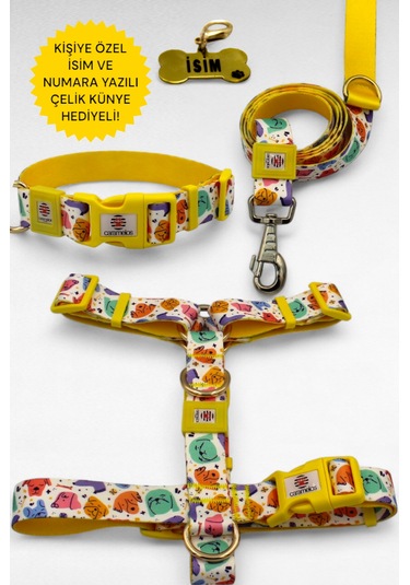 Caramelos Köpek Tasma Seti Kişiye Özel İsimli Tasma Seti Sr