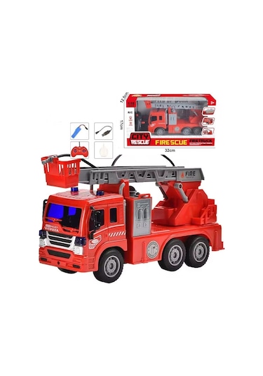 1:18 Işıklı Usb Şarjlı Uzaktan Kumandalı 5 Fonksiyonlu Oyuncak İtfaiye