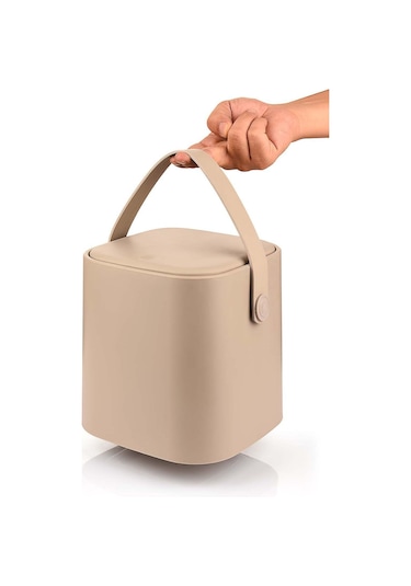 Tuffex Tutma Saplı Iç Kovalı Tezgah Üst Mutfak Çöp Kovası 4 Lt - Latte