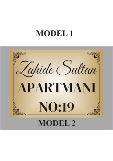 Apartman Isim Tabelası , Aliminyum Aynalı Metal Levha , 19x26cm