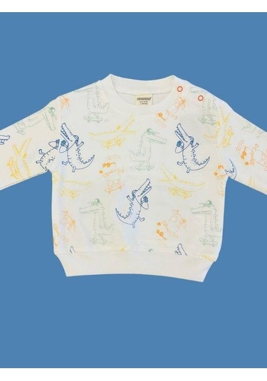 Cantoy Erkek Bebek Dinazor Desenli Sweatshirt-15354 Ekru