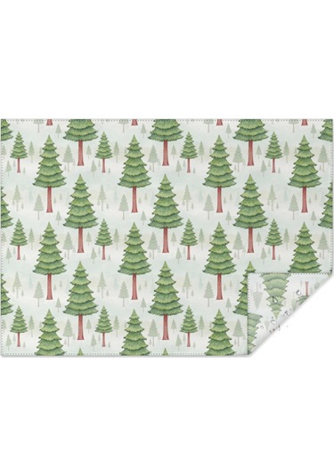 Noel Desenli Dikdörtgen Masa Örtüsü 60x84 İnç, Su Geçirmez Ve Leke Tutmaz Noel Çam Ağacı
