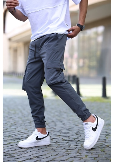 Madmext Füme Kargo Cep Erkek Jogger Pantolon 5461 Füme