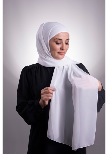 Krem Pratik Hazır Geçmeli Şal Şifon Boru Boneli 3001_40