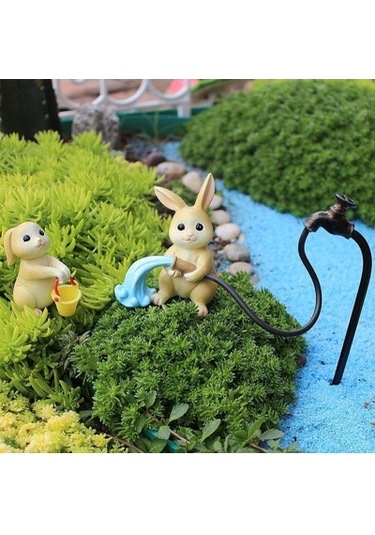 Lijinxu Reçine Heykel El Sanatları Tavşan Heykeli Mikro Manzara