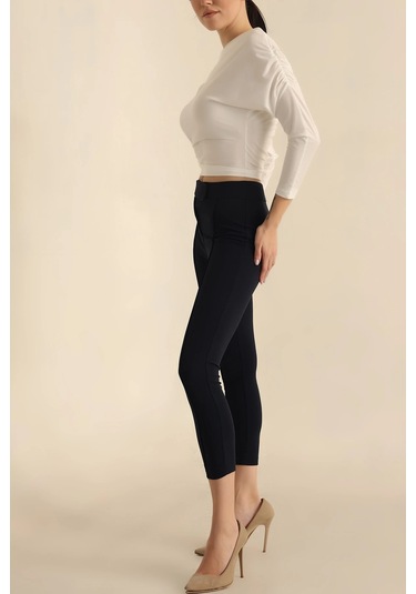 Vioshine Kadın Beli Lastikli Scuba Cırtlı Tayt-lacivert Lacivert