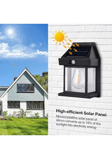 Versatile And Waterproof Outdoor Solar Wall Lamp With Tungsten Filament And Motion Sensor
