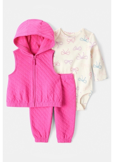 Kız Bebek Yelekli Set Ctr-1t268010 Pembe