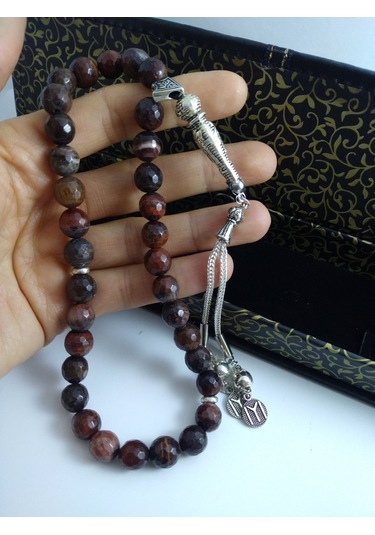 Kızıl Kaplangözü Taşı Tespih / İri Kesim Doğaltaş Tespih