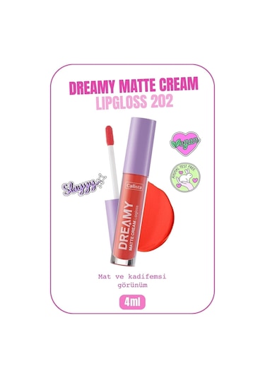 Callista Dreamy Matte Cream Lipgloss Mat Görünümlü Dudak Parlatıcısı - 202 Sun - Turuncu
