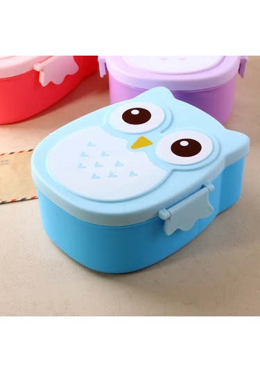 Taşınabilir Plastik Çocuk Öğrenciler Öğle Yemeği Kutusu Bento Açık Mavi - Pembe