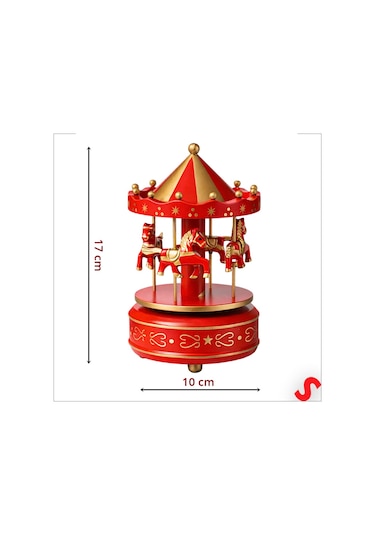 Atlı Karınca Müzik Kutusu, 17cm X 10cm - Kırmızı