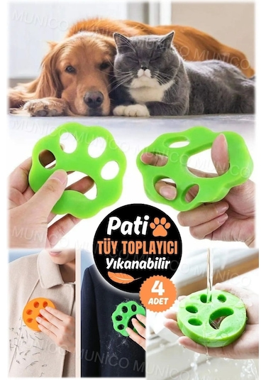 Pribor Kedi Köpek Tüyleri İçin Çamaşır Makinesi Tüy Temizle Yeniden Kullanılabilir 4 Adet