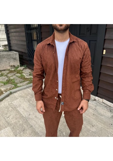 Erkek Kadife Oversize Takım - Gömlek Ve Pantolon İkili Set Füme Corduroy Şıklığı, Rahat Ve Zarif Duruş Yumuşak Dokulu Kadife Kumaş, Düğmeli Gömlek Üst Ve Lastikli Pantolon Alt Parça İle Gün Boyu Konfor- Kiremit Çok Renkli Erkek Kadife Oversize Takım - Gömlek Ve Pantolon İkili Set Füme Corduroy Şıklığı, Rahat Ve Zarif Duruş Yumuşak Dokulu Kadife Kumaş, Düğmeli Gömlek Üst Ve Lastikli Pantolon Alt Parça İle Gün Boyu Konfor- Kiremit Çok Renkli