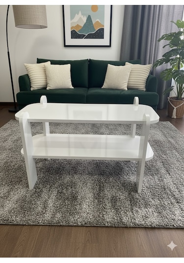 Şık Ve Kullanışlı Beyaz Düz Salon Orta Sehpası 80 30 47 Beyaz
