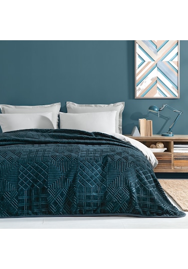 Yataş Bedding Nova Emboss Çift Kişilik Battaniye Petrol Yeşili Yeşil